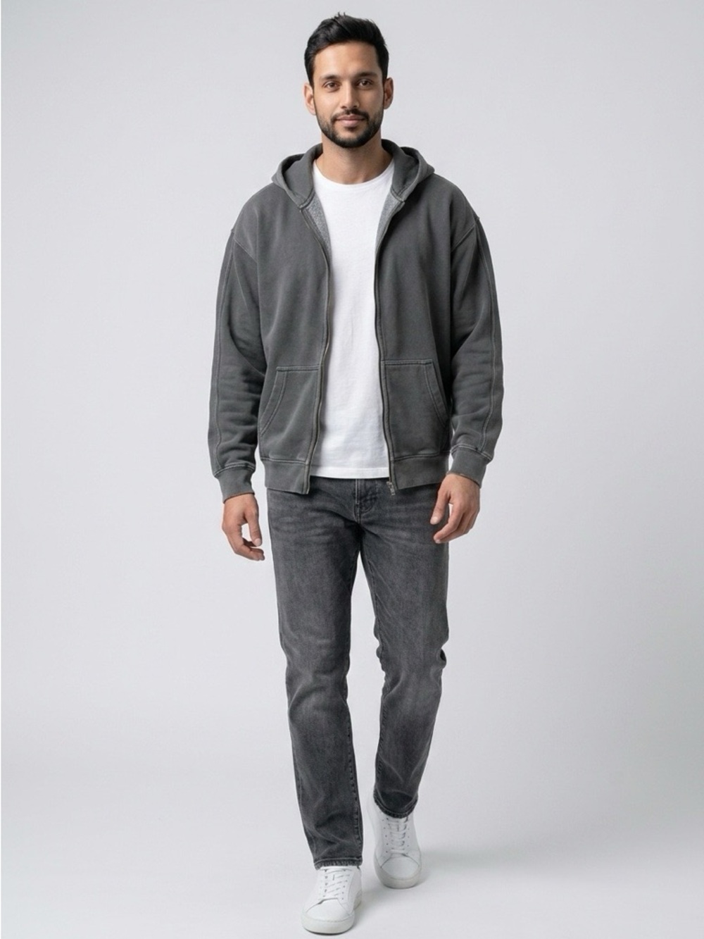 Abercrombie & Fitch Men’s Gray Fleece Zip Hoodie Oversized Size M